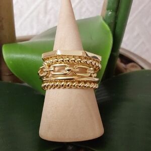 Elegant Gold Chain Ring Set